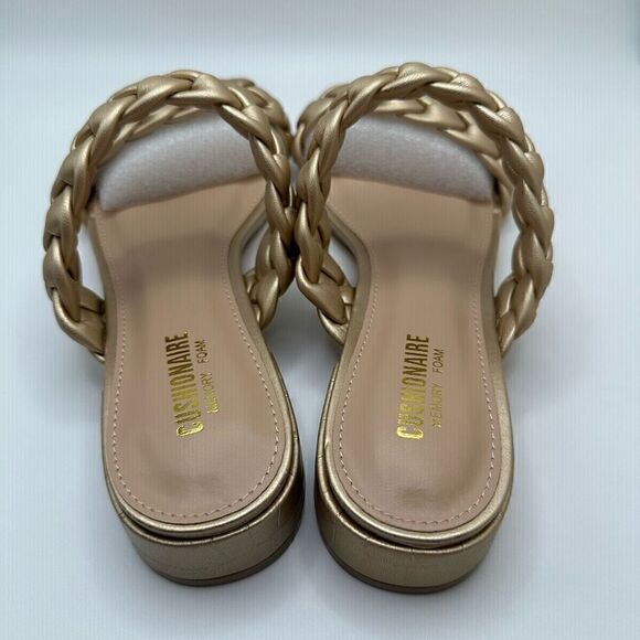 CUSHIONAIRE Women's two band braided low block heel slide sandal +Memory Foam 7. - Picture 4 of 7